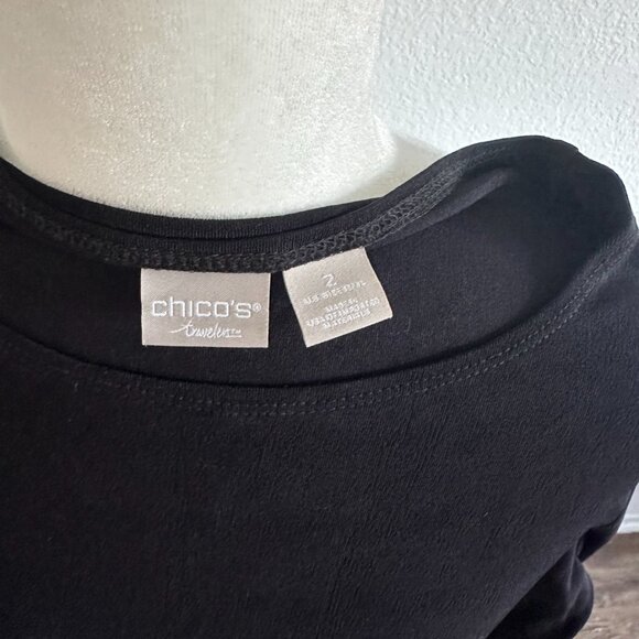 Chico’s Travelers Black Tunic Top with Zipper Detail Size 2 (12/14) - Picture 6 of 7
